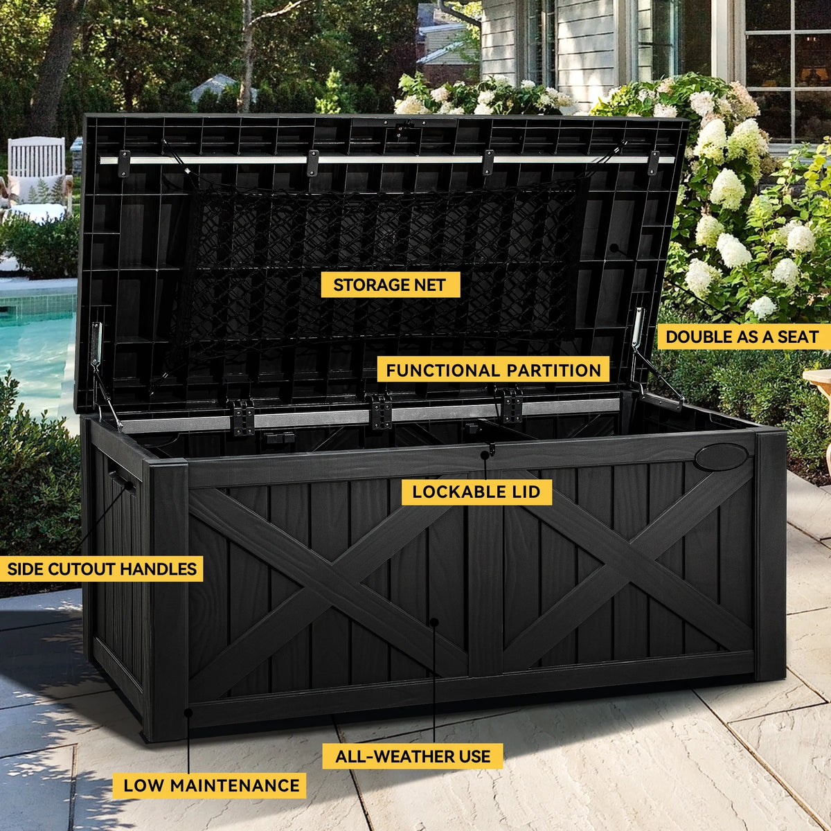 120 Gallon Black Resin Deck Box R790488
