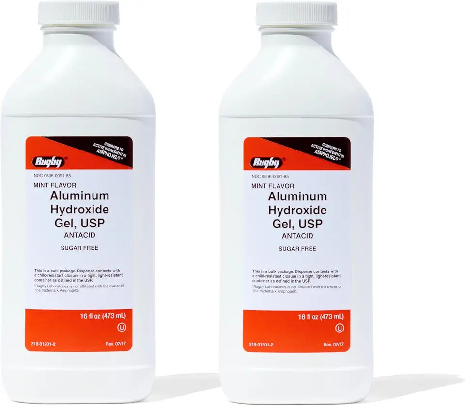320 mg Aluminum Hydroxide Antacid Liquid, Sugar-Free Mint, 16 Fl. Oz. 2 Pack N82069