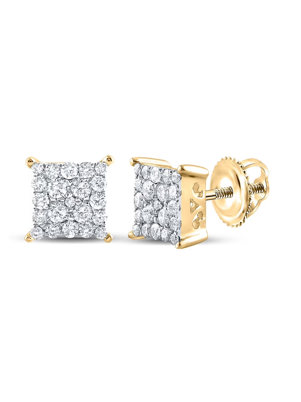 10kt Yellow Gold Square Earrings 1/4 Cttw E78367