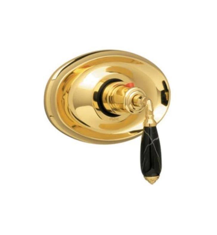 Satin Chrome Thermostatic Shower Trim with Beige Marble Lever Handle T577