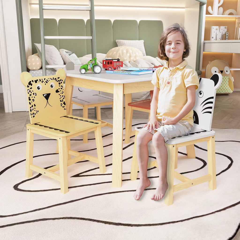 Kids Table and Chair Set 5-Piece Wood White L8720