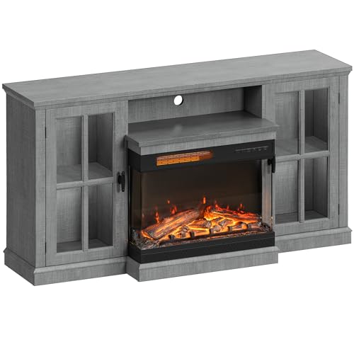 Bright White TV Stand with Storage Cabinets and Sliding Barn Doors N486