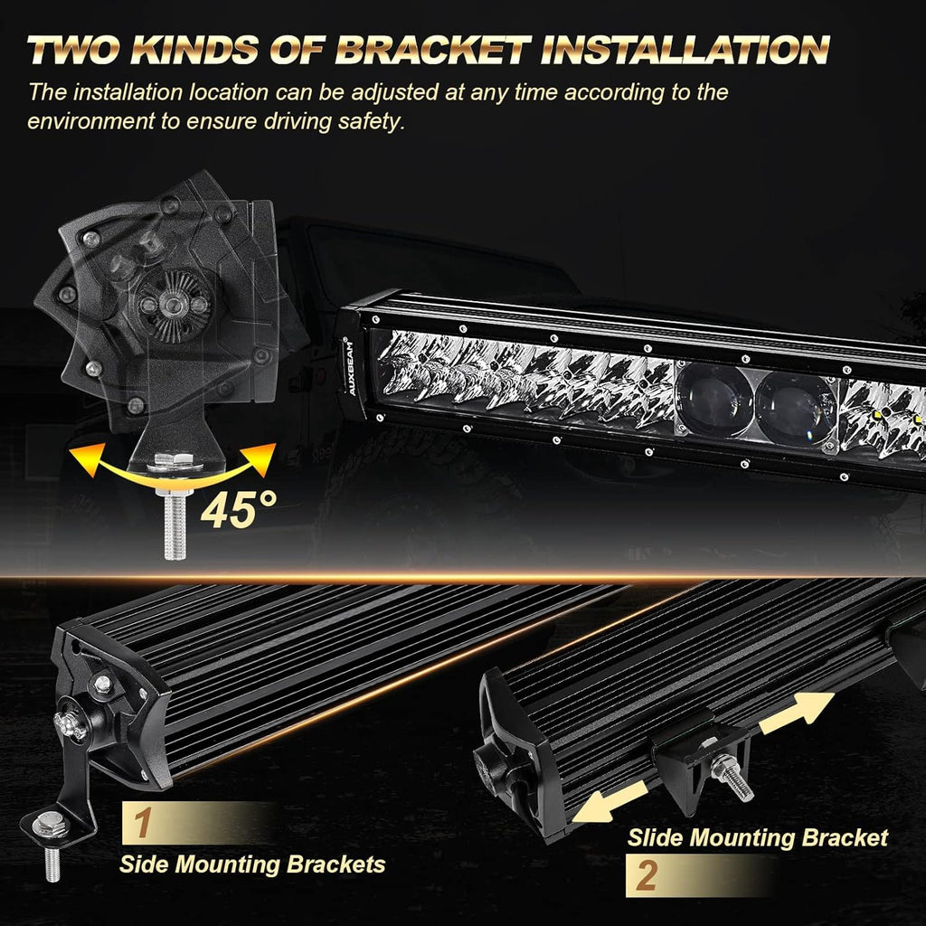 22 Inch 128W Waterproof Dual Row Spot Flood Combo LED Work Lights with Wiring Harness F9733