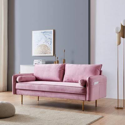 Pink Velvet Fabric Sofa W906