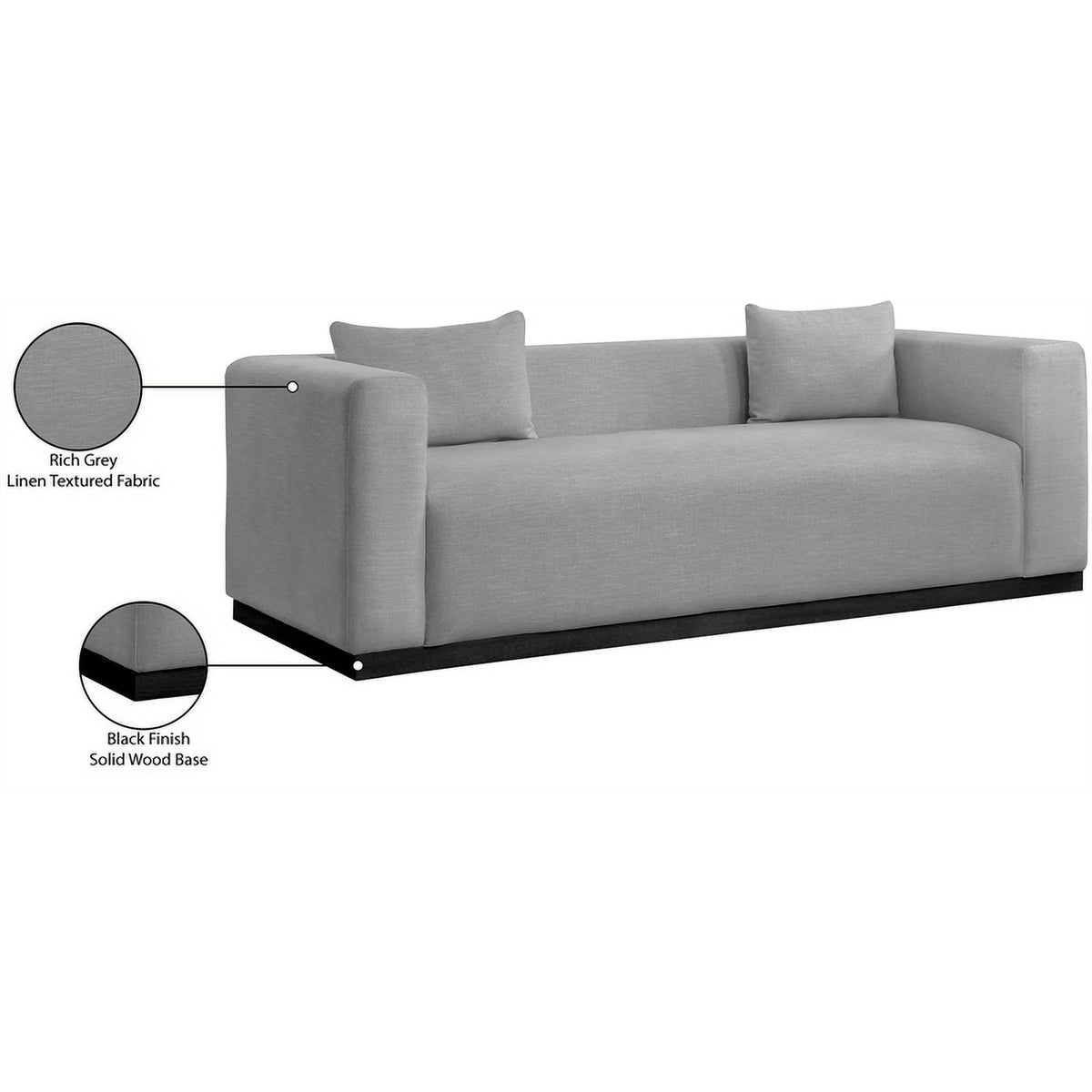 Grey Linen Textured Fabric Sofa C9430