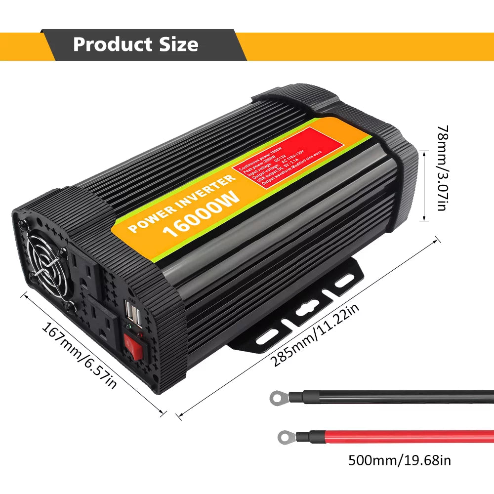 16000W Peak Power Inverter with Dual USB Port O7628