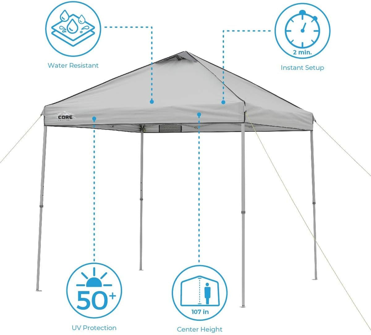 Gray 8 ft x 8 ft Straight Leg Canopy Tent with Carry Bag I320