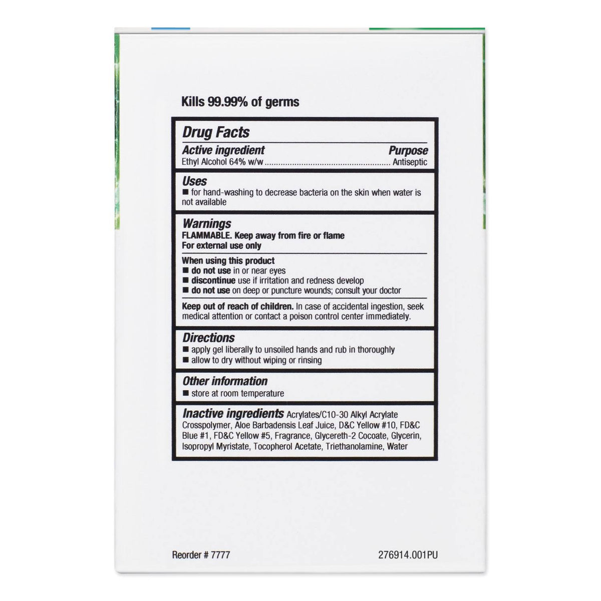 12 Carton AloeGel Hand Sanitizer, 800 ml Bag-in-a-Box P5285