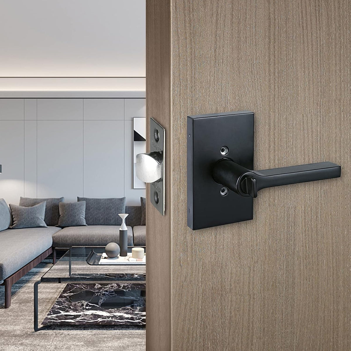 Matte Black Keyed Entry Door Handle Set M115746