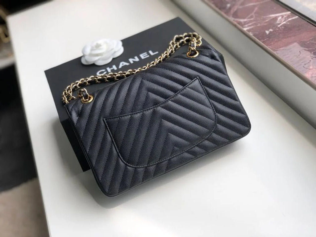 Black Chevron Shoulder and Crossbody Handbag M48423