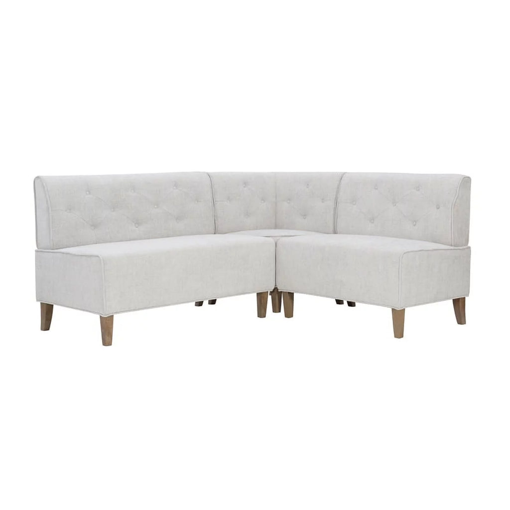 Light Grey Wood Upholstered Corner Bench X680