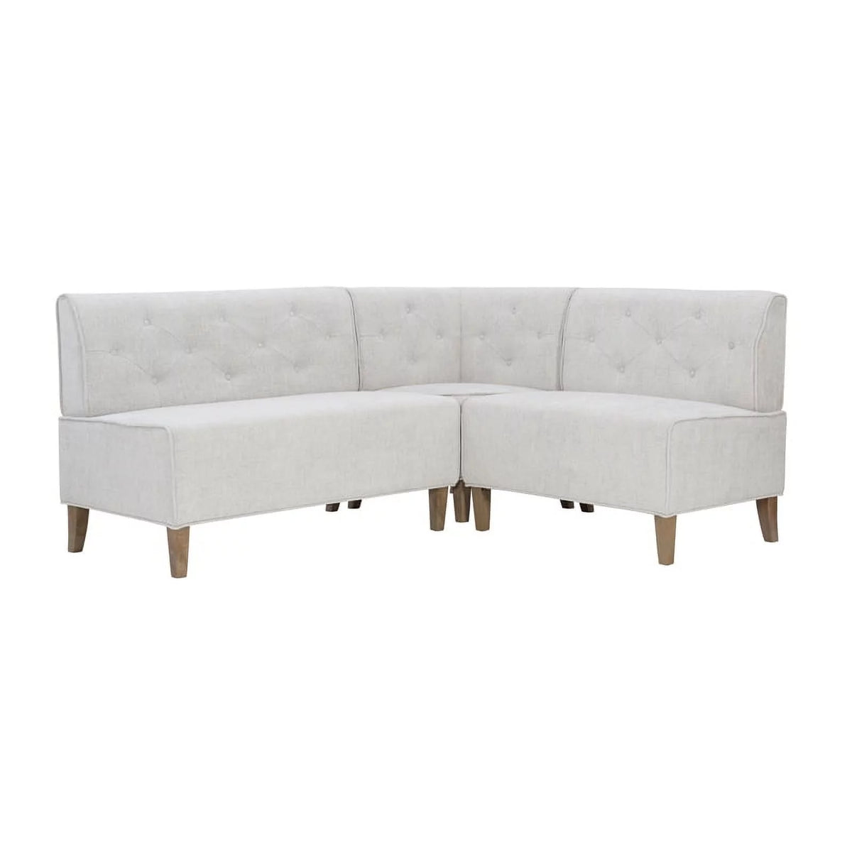 Light Grey Wood Upholstered Corner Bench X680