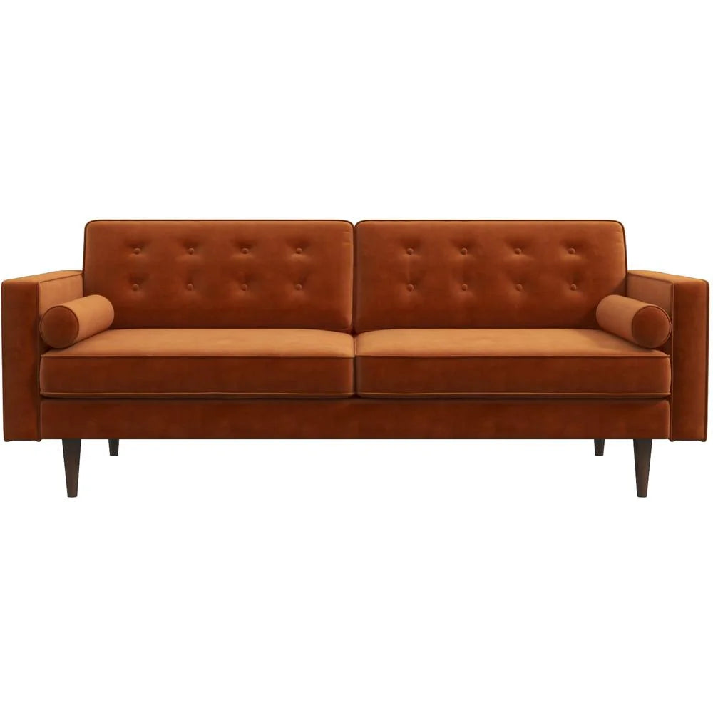 Orange Velvet Loveseat C15007