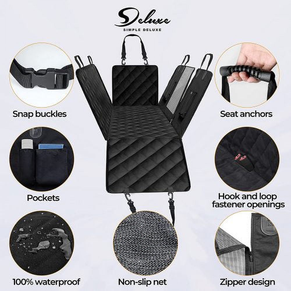 100% Waterproof Dog Car Seat Cover with Mesh Window J5878