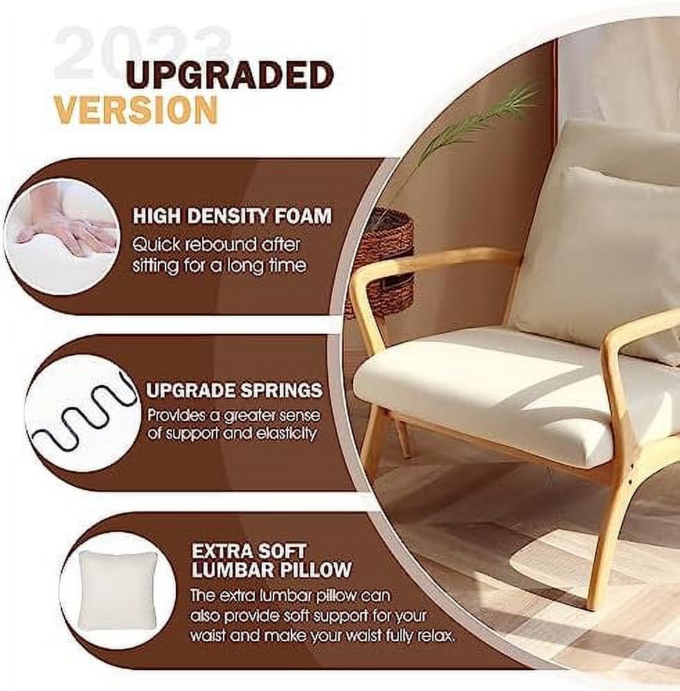 Accent Chair with Lumbar Pillow Upholstered Linen Fabric K70826