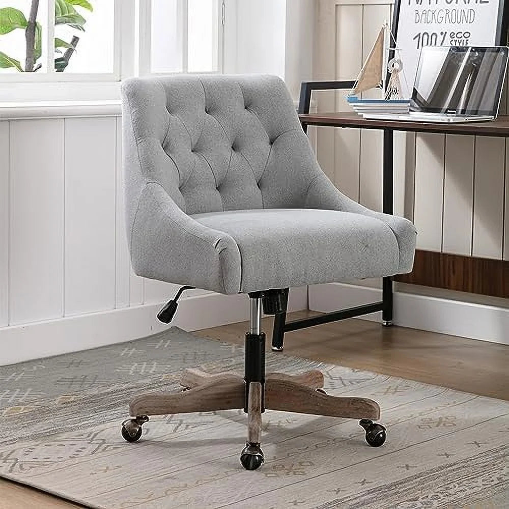 Blue Swivel Shell Chair with Wood Base and Wheels A91154