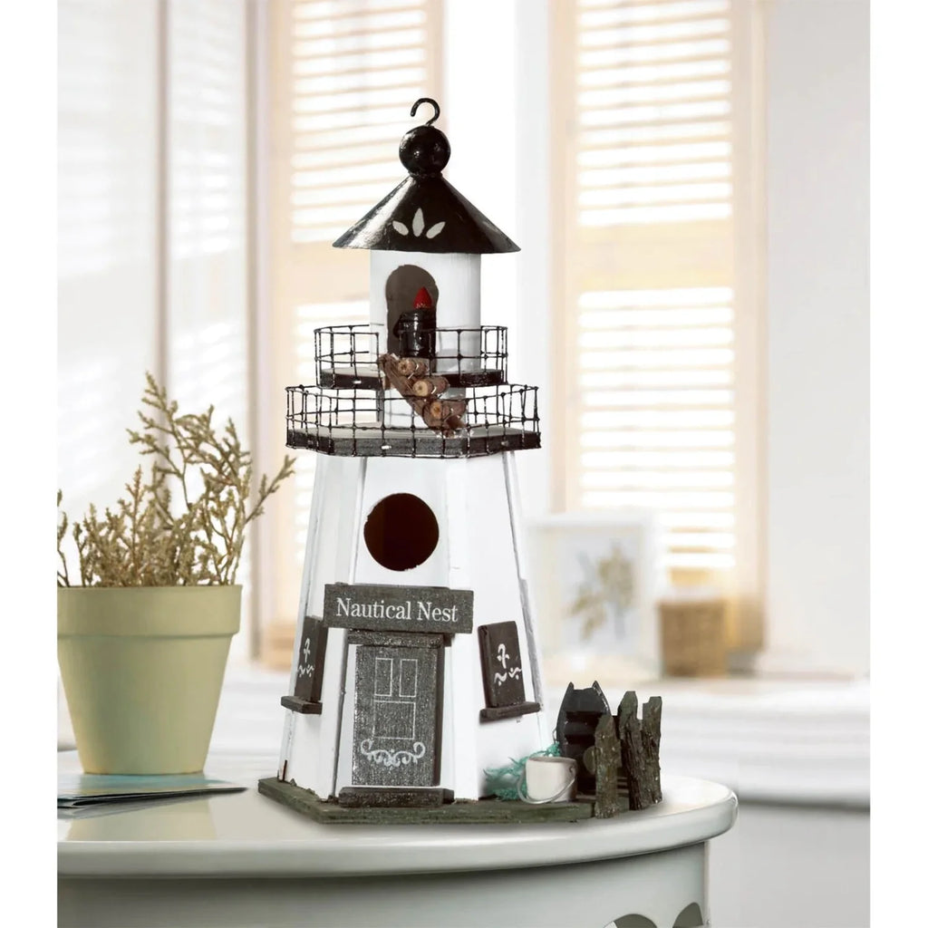 Nautical Wood Lighthouse Bird House K62432