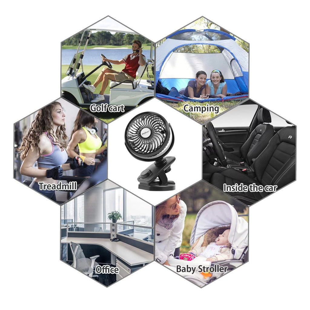 Portable Mini Fan Clip on Desk Fan USB Rechargeable U315367