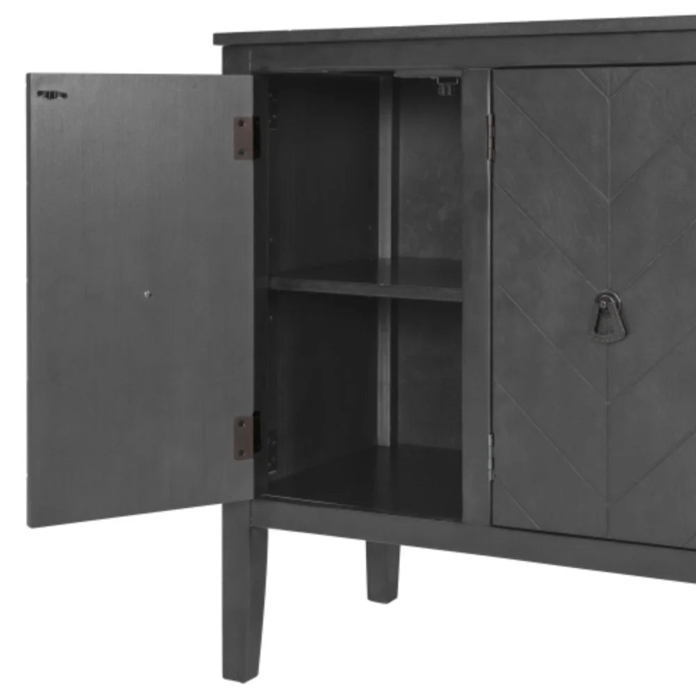 Antique Gray Wooden Accent Storage Cabinet with Adjustable Shelf H79280