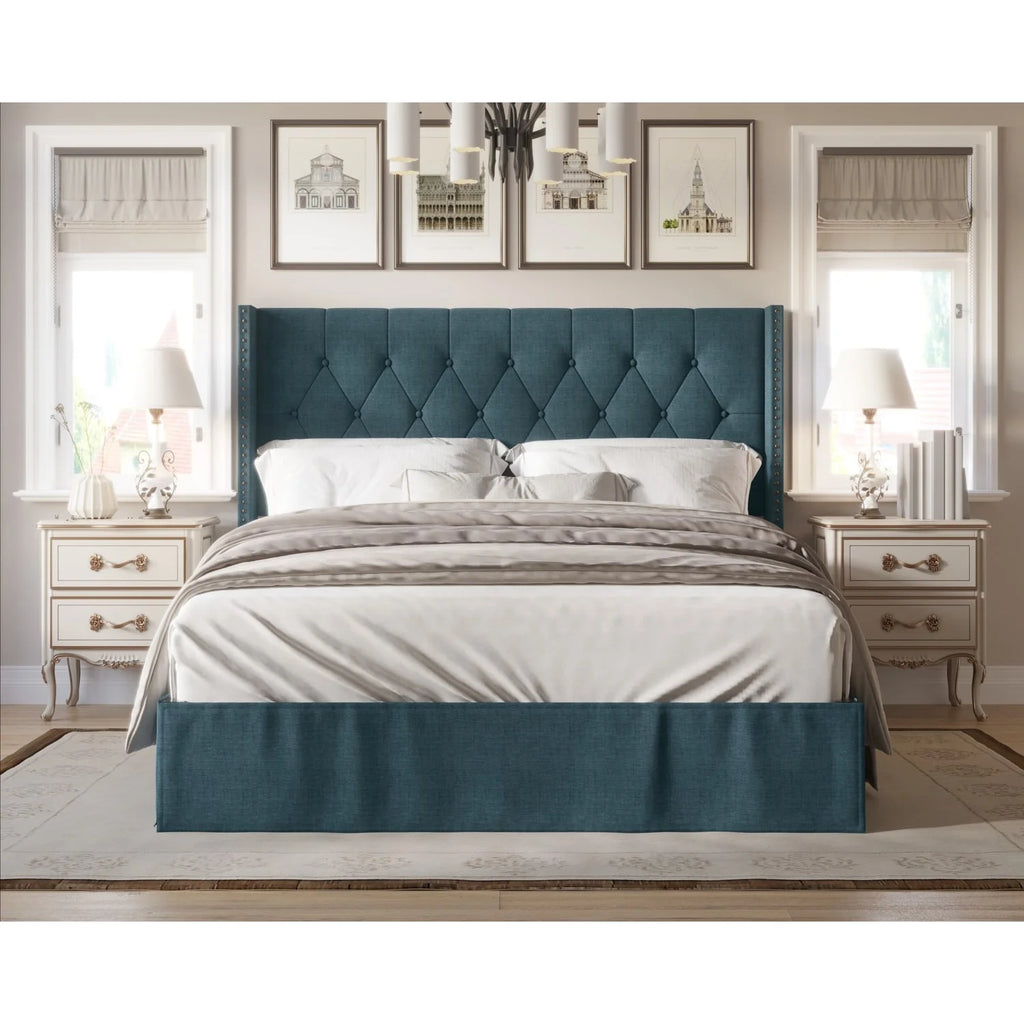 Grey Tufted Upholstered Panel Bed Full C77824