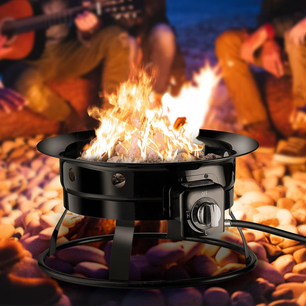 20.47-Inch Diameter Propane Gas Fire Pit with Carry Kit & Lava Rocks F966805