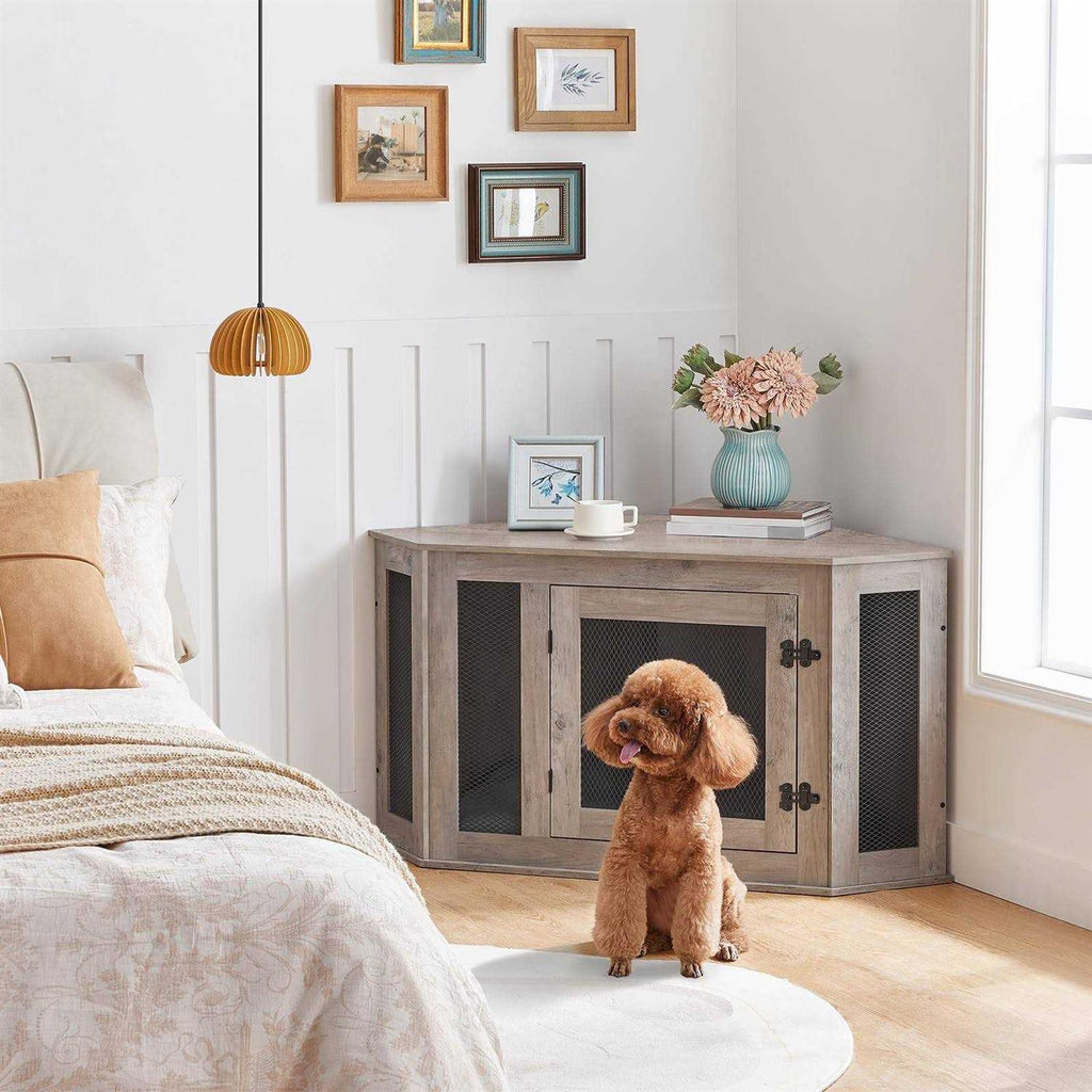 Wooden Corner Dog Crate End Table W797311