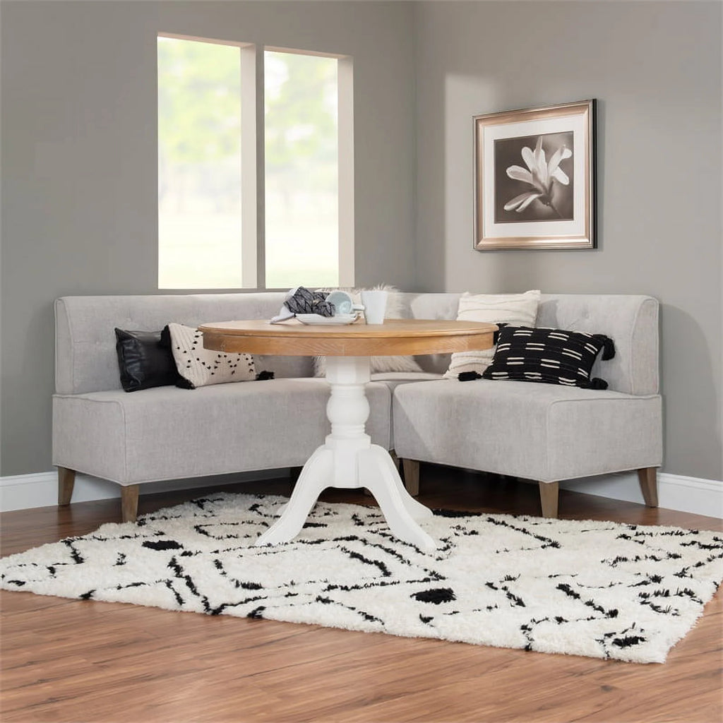 Light Grey Wood Upholstered Corner Bench X680