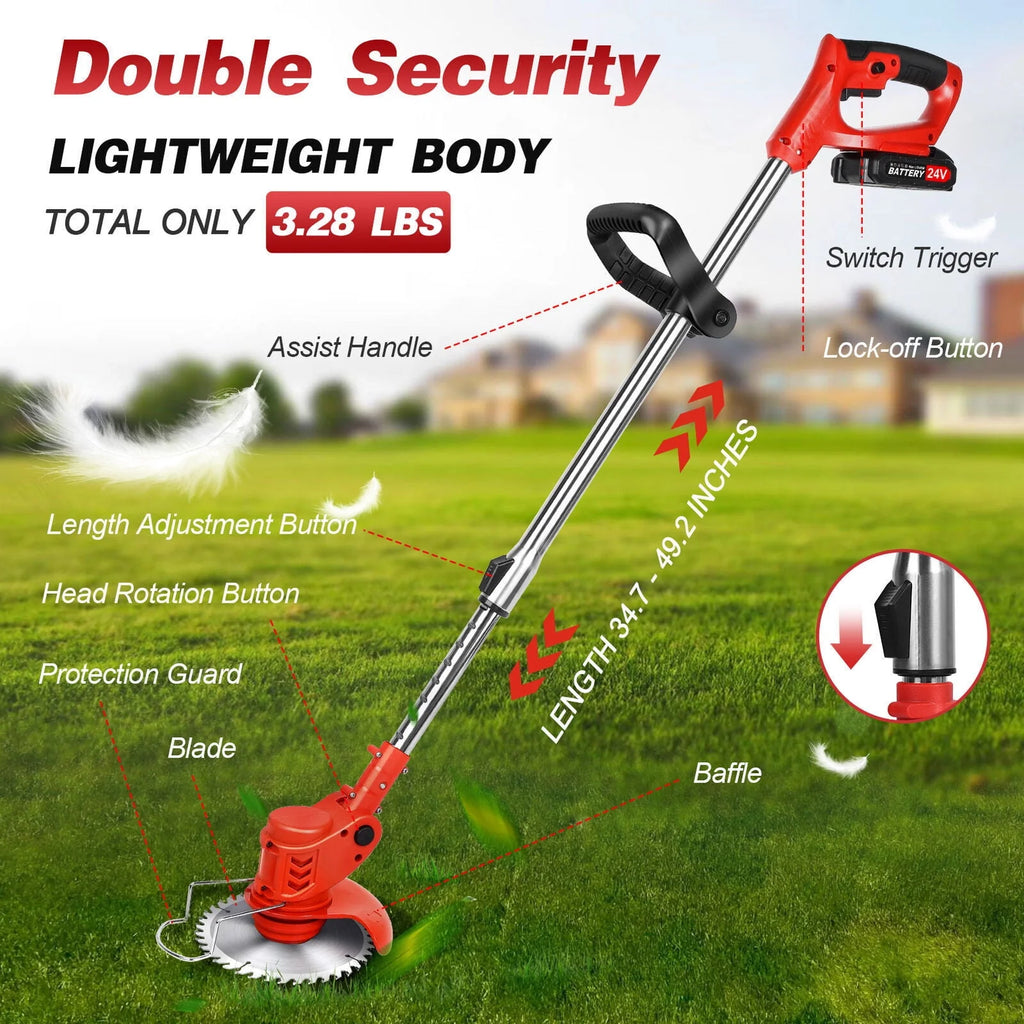 Cordless Electric Grass String Trimmer with Wheels Y9666