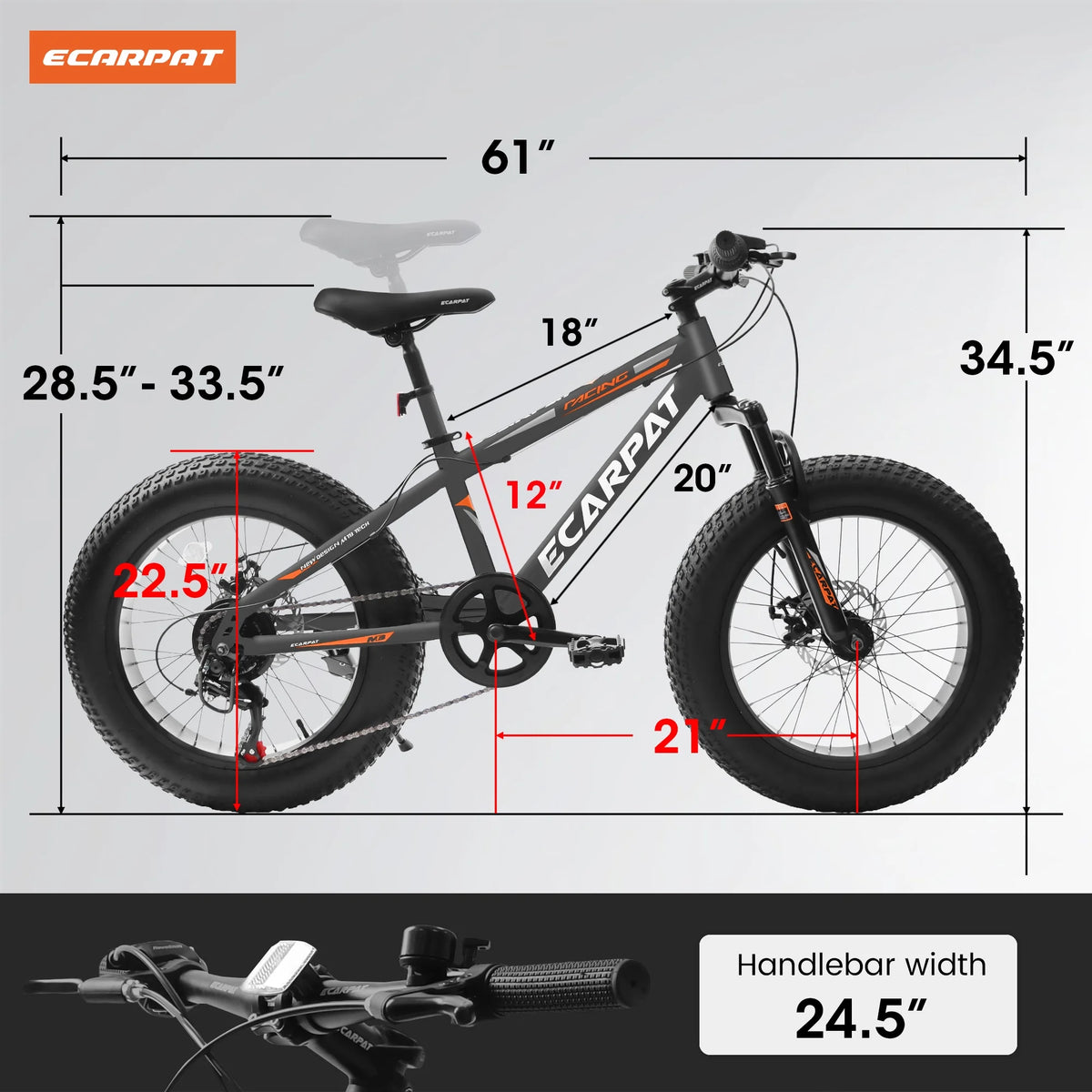 20 Inch Fat Tire Mountain Bike with Dual Disc Brake High-Carbon Steel Frame S771