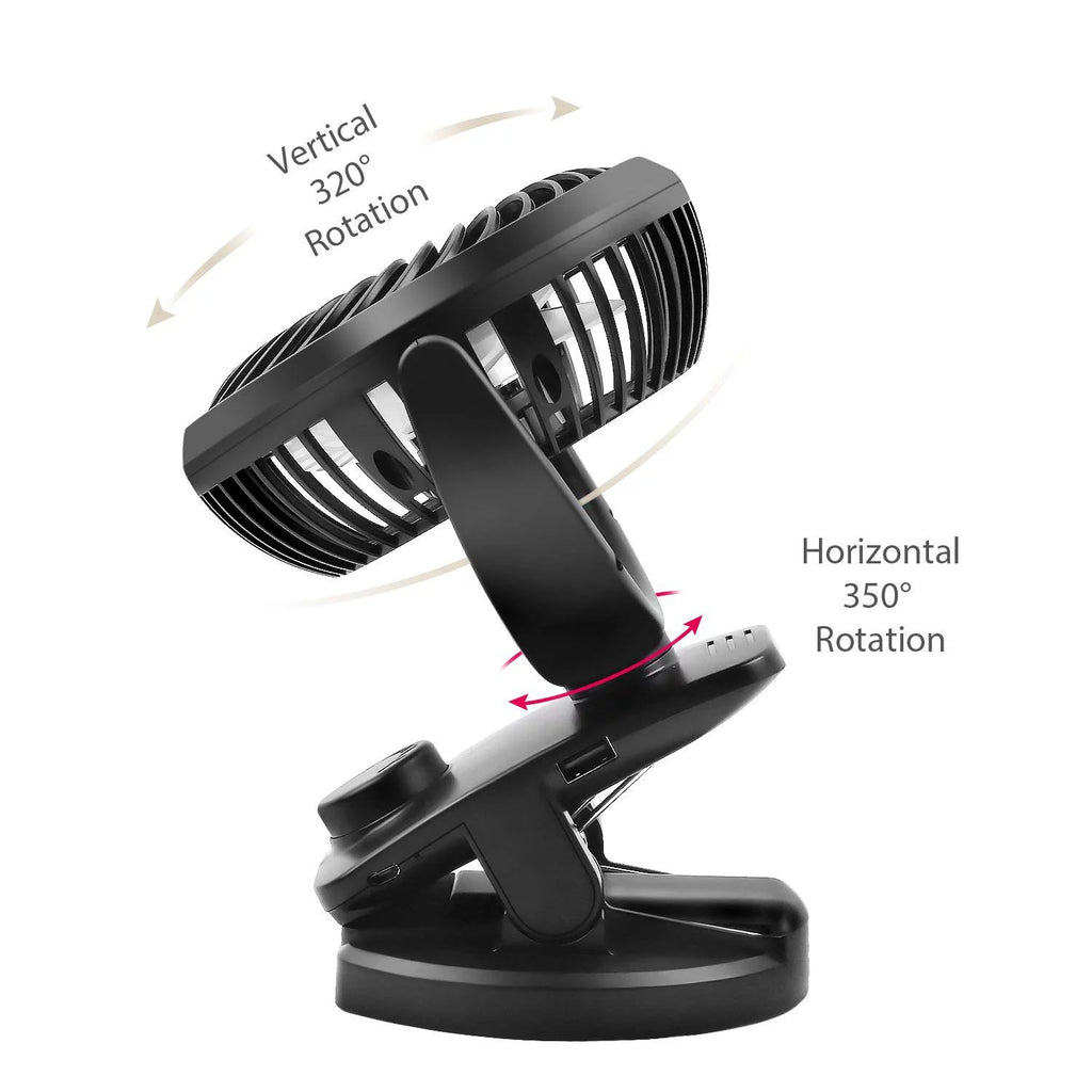 Portable Mini Fan Clip on Desk Fan USB Rechargeable U315367