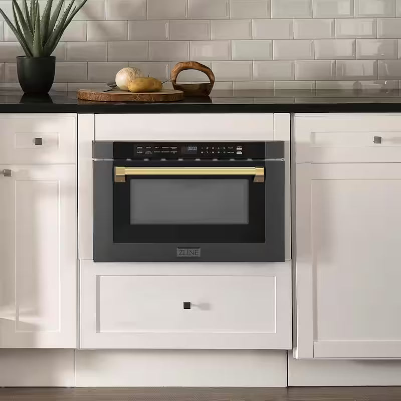 24 in. 1000-Watt Built-In Microwave Drawer in Black Stainless Steel C4385