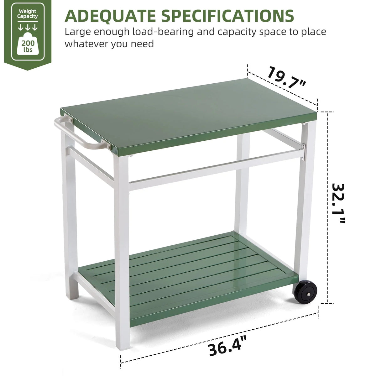 Outdoor Dining Cart Table Aluminum Grill Table with Wheels A857
