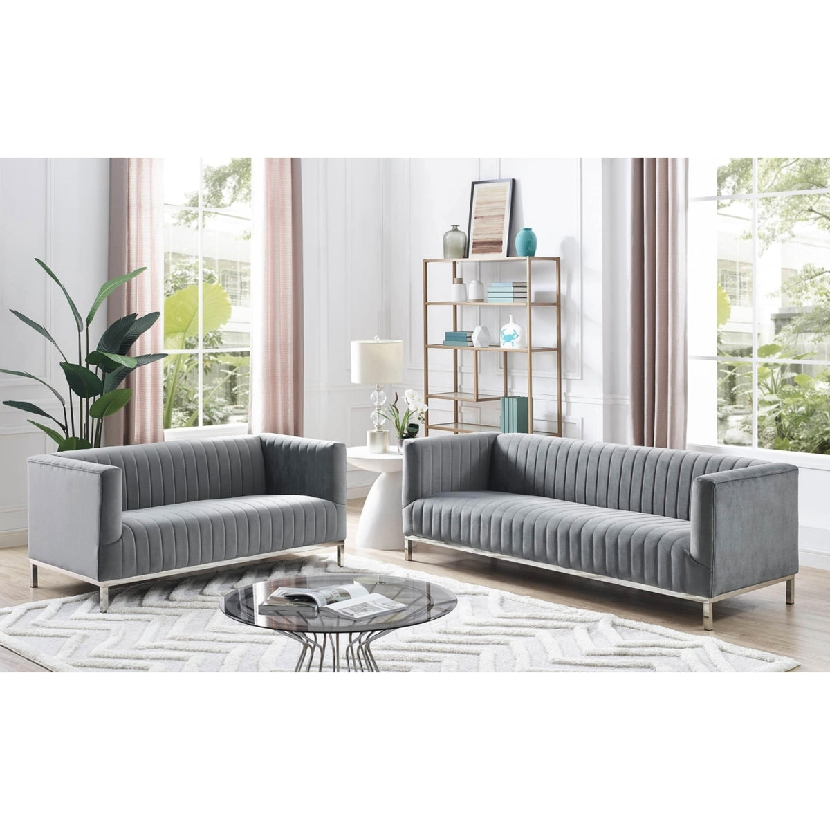 Velvet Tuxedo Sofa H3345