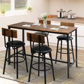 Rustic Brown PU Upholstered Bar Table Set of 4 with 4 Stools A966