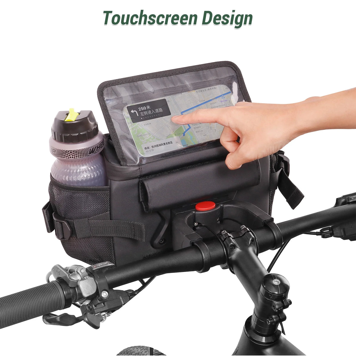 Bike Handlebar Bag with Foldable Touchscreen Phone Holder I4592