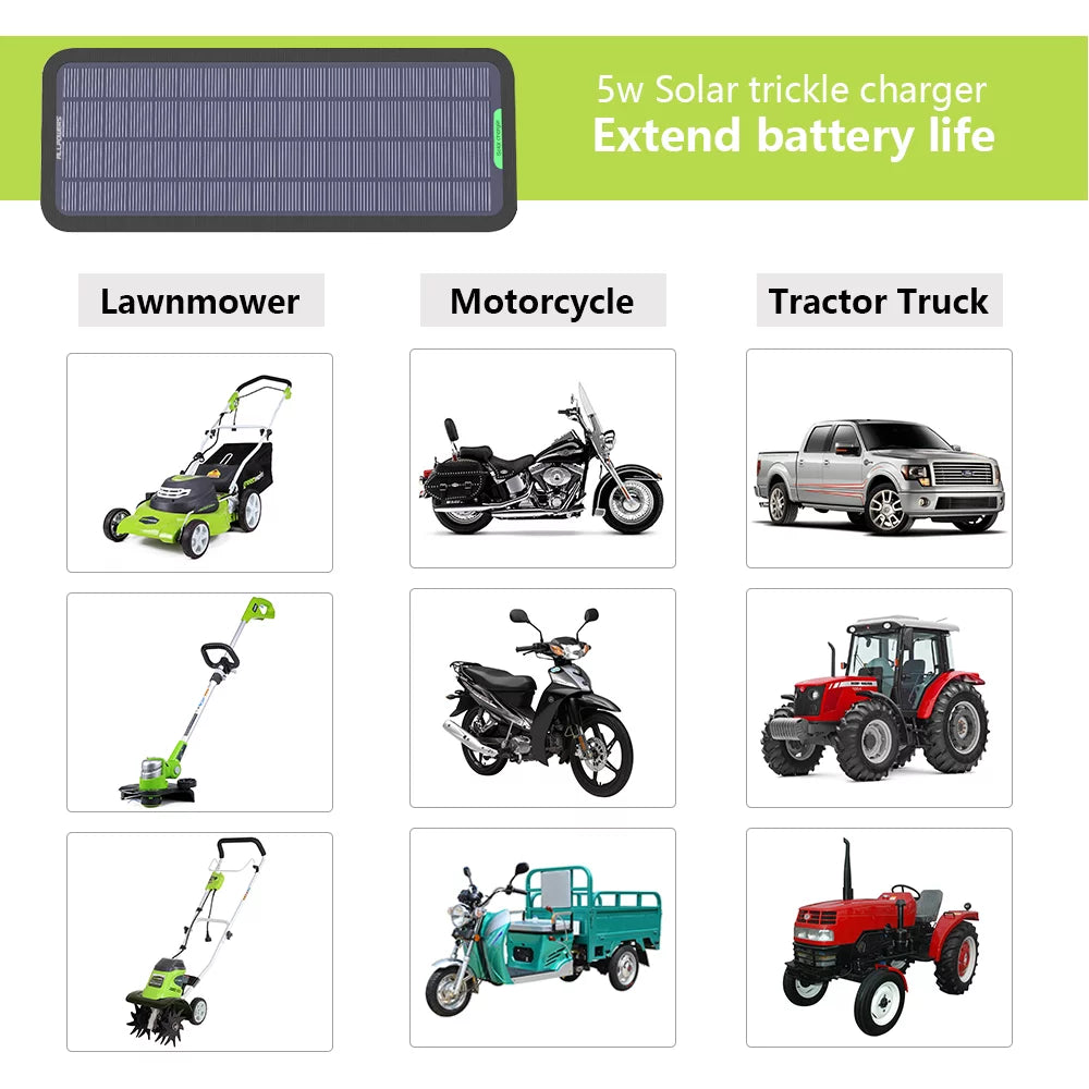 5W 12V 18V Solar Battery Maintainer Portable Solar Panel Kit S48108