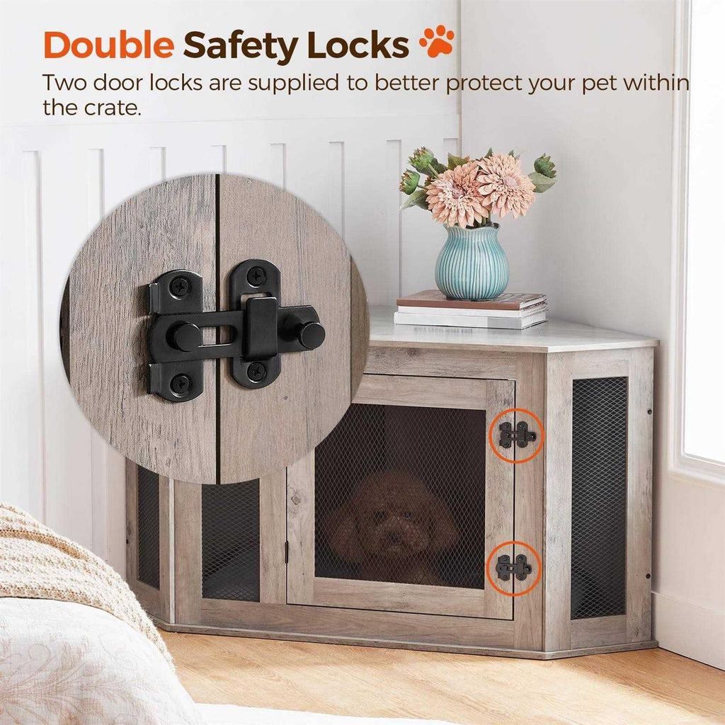 Wooden Corner Dog Crate End Table W797311