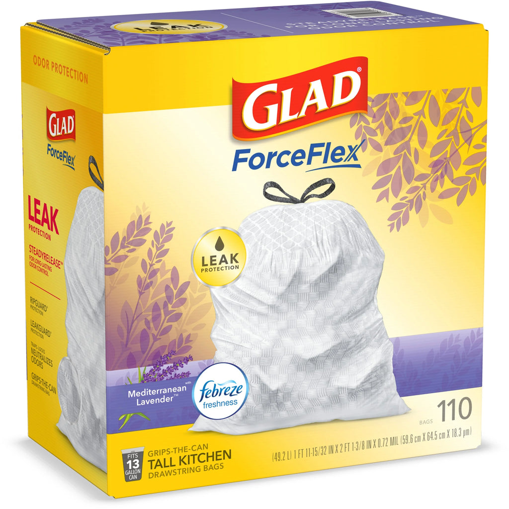 13 Gallon White Drawstring Trash Bags with Febreze Freshness - 110 Count U652
