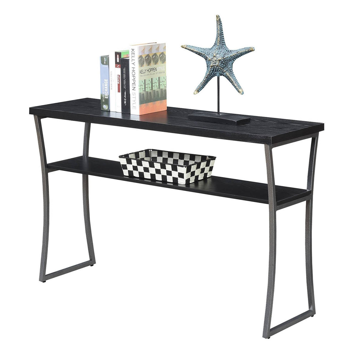 Black Woodgrain/Gray Console Table A550