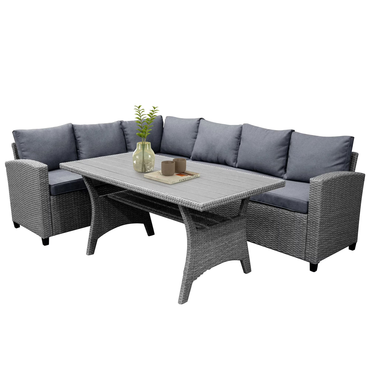 PE Rattan Wicker Sectional Sofa Set with Table M80092