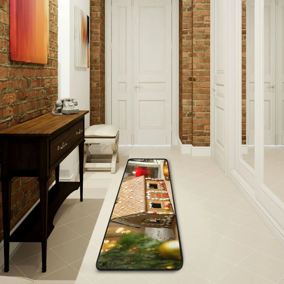 2'X6' Gingerbread House Runner Rug with Rubber Backing N893384