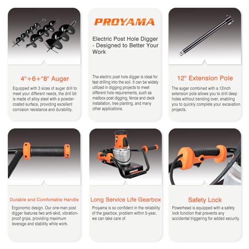 1700W Corded Electric Earth Auger with Drill Bit X397