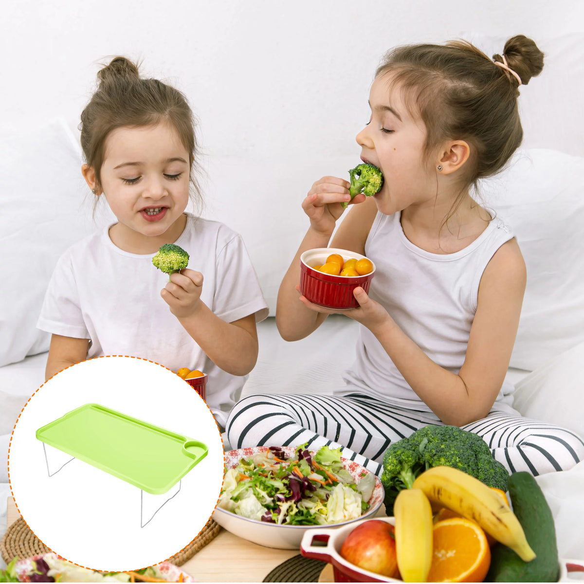Green 2 Pack Folding Breakfast Tray Table U51596