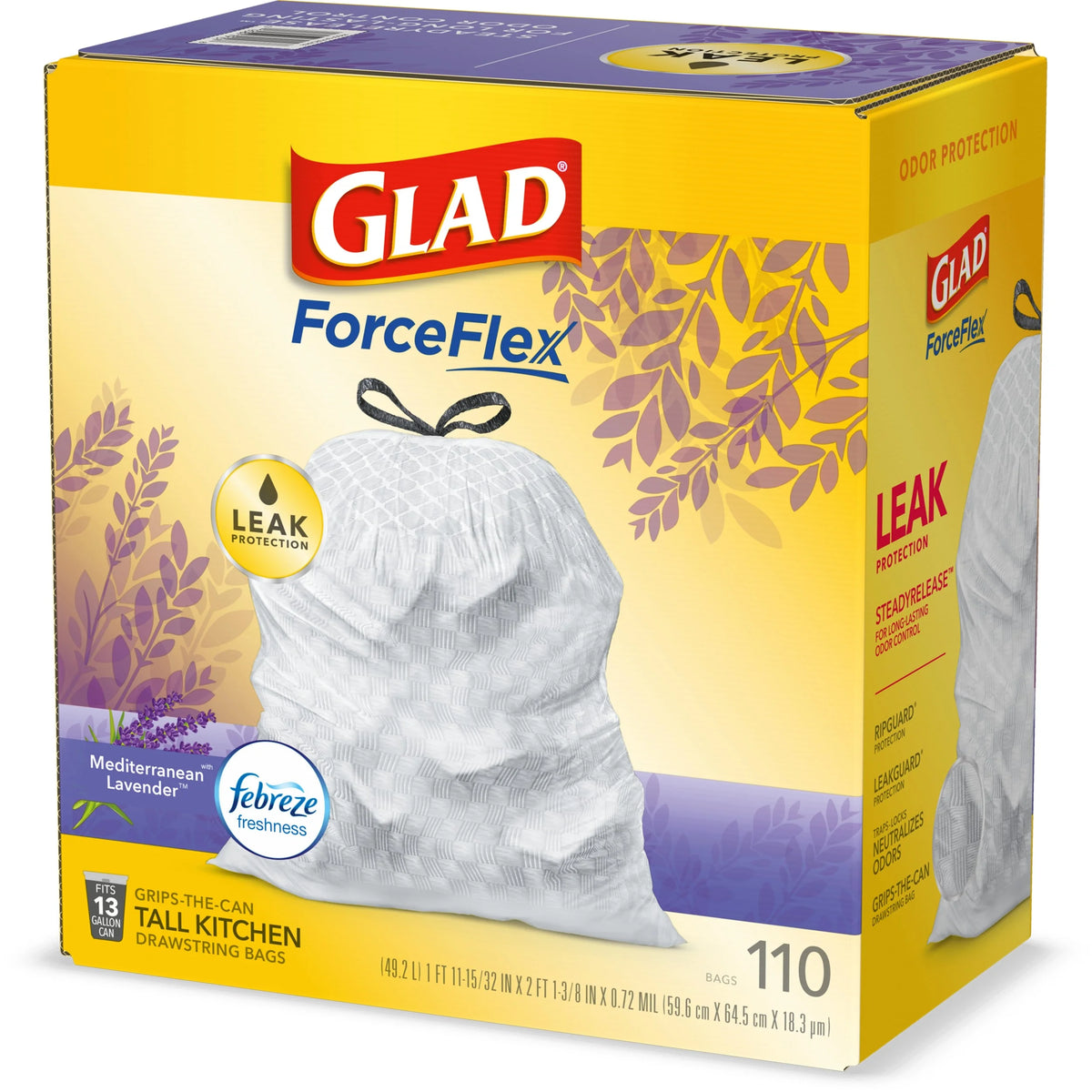 13 Gallon White Drawstring Trash Bags with Febreze Freshness - 110 Count U652