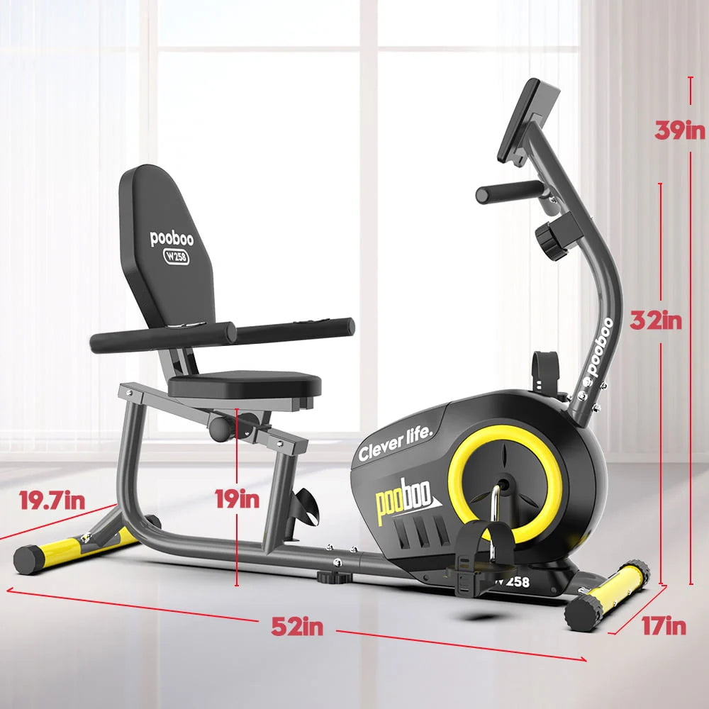 Recumbent Stationary Exercise Bike Adjustable Magnetic Resistance J841