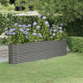 Raised Garden Bed Powder-coated Steel Gray M2160
