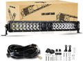 22 Inch 128W Waterproof Dual Row Spot Flood Combo LED Work Lights with Wiring Harness F9733