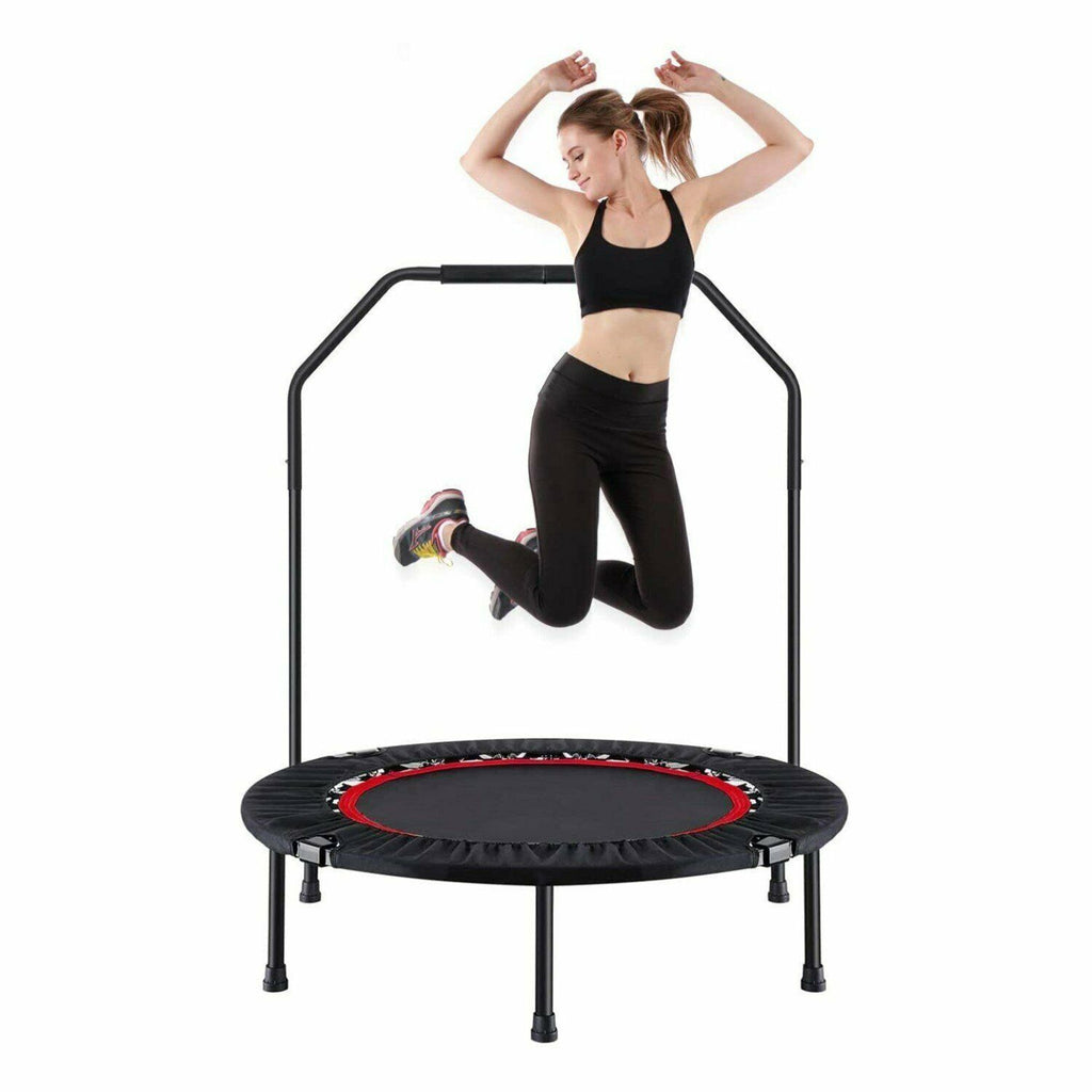 Foldable Fitness Trampoline with 3-Level Adjustable Foam Handrail B30173