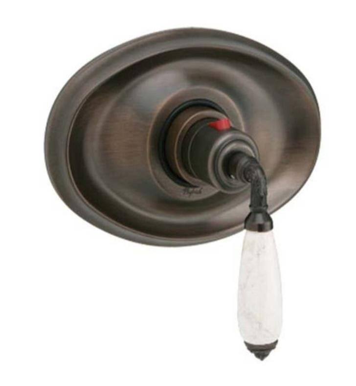 Satin Chrome Thermostatic Shower Trim with Beige Marble Lever Handle T577