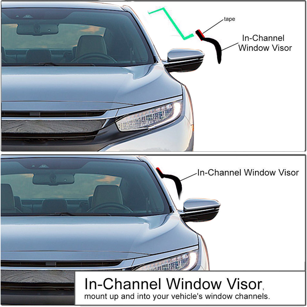 Smoke Window Visor Wind Rain Deflector In-Channel O6435